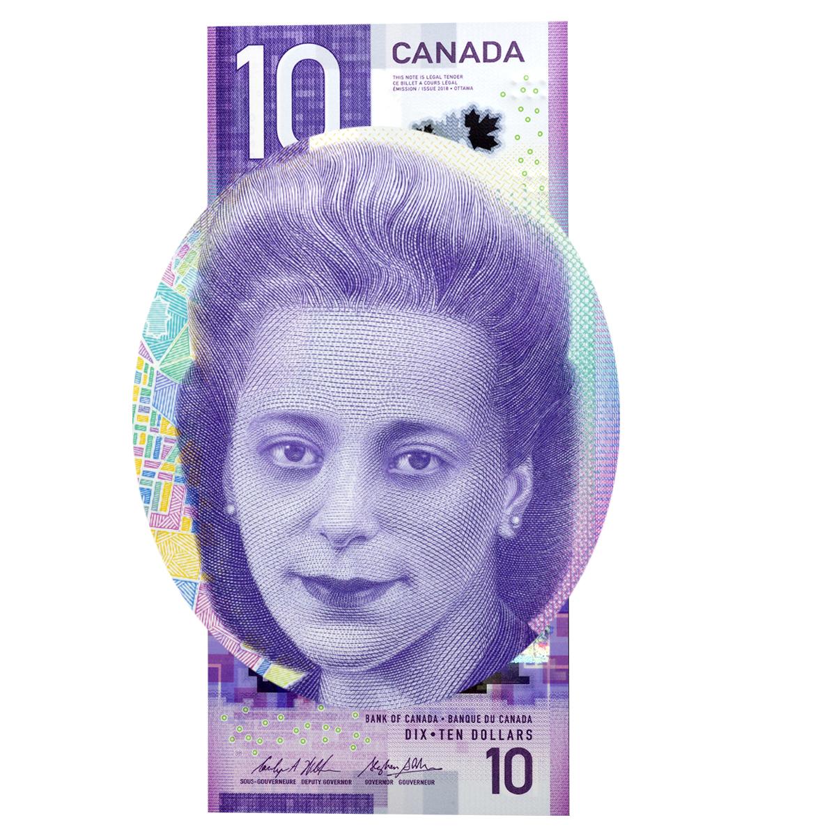Bank note portrait, young black woman with dark hair pulled back and up.