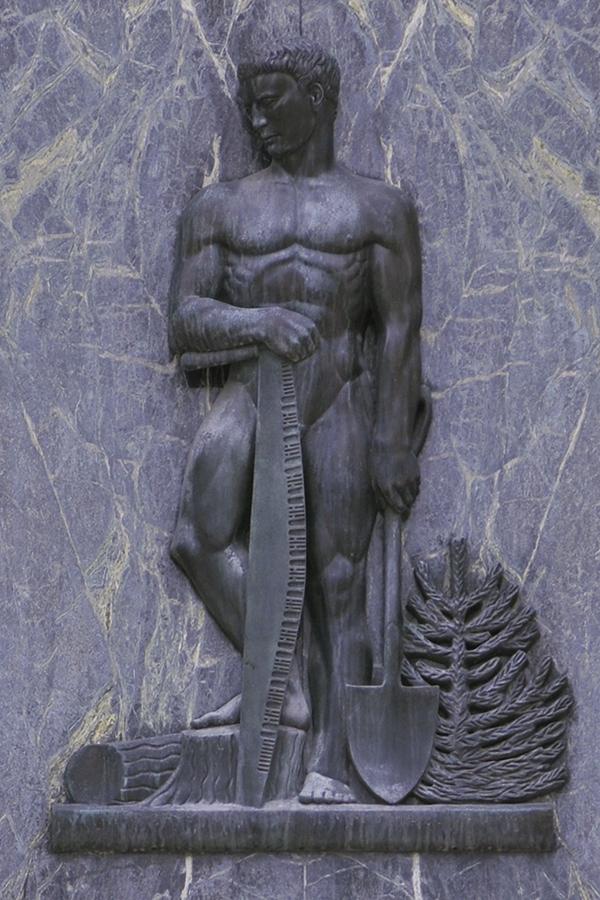 Collection of 7 images, each a bronze classical-design figure, alongside items that represent a trade.