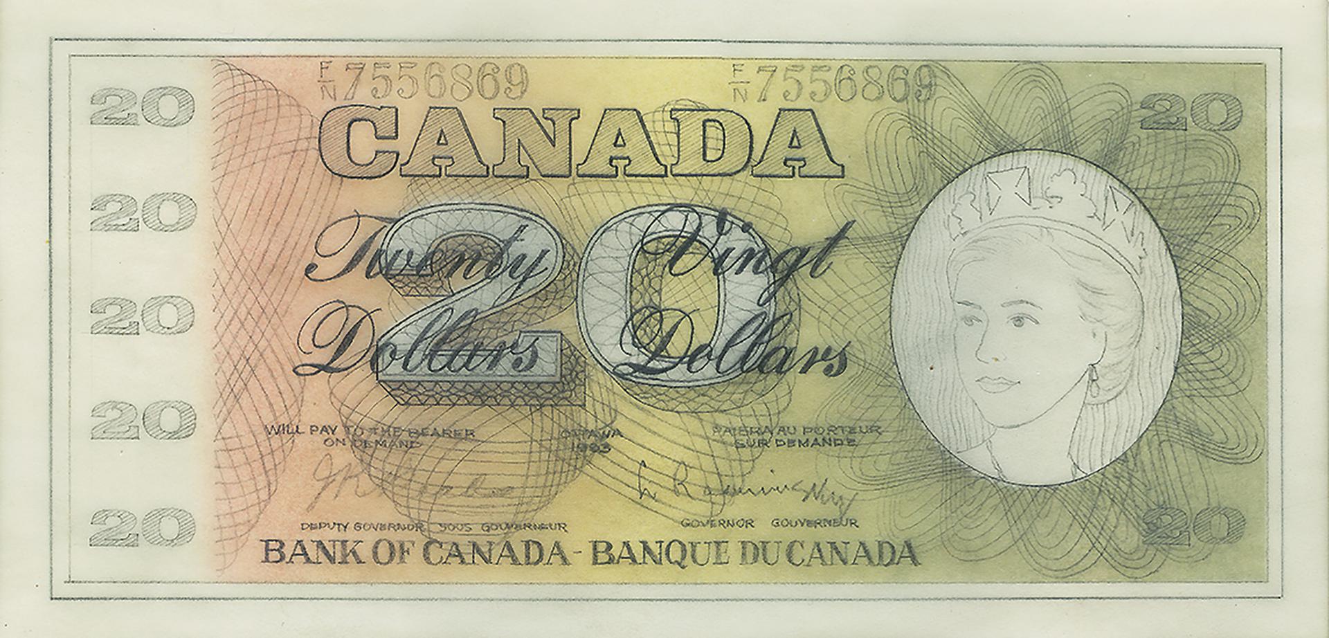 Bank notes, hand drawn models, 10 different designs in a slideshow format.