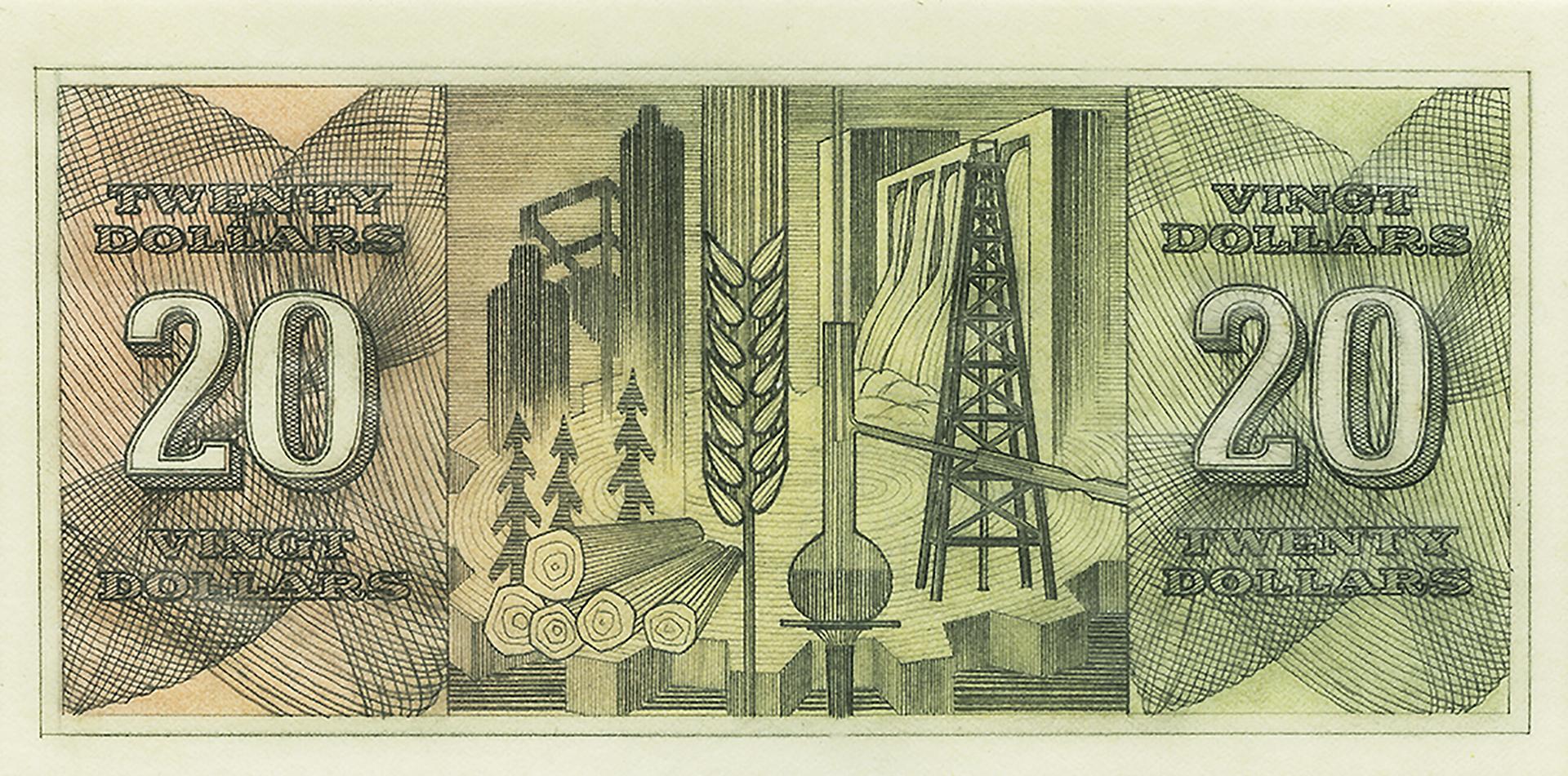 Bank notes, hand drawn models, 10 different designs in a slideshow format.