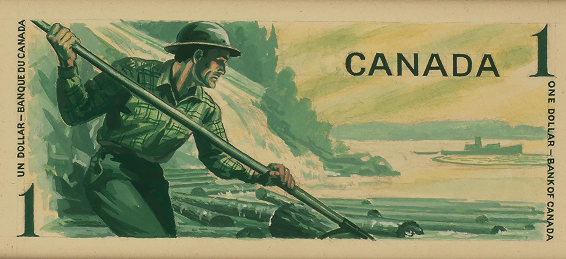 Bank notes, hand drawn models, five different designs and colours in a slideshow format.