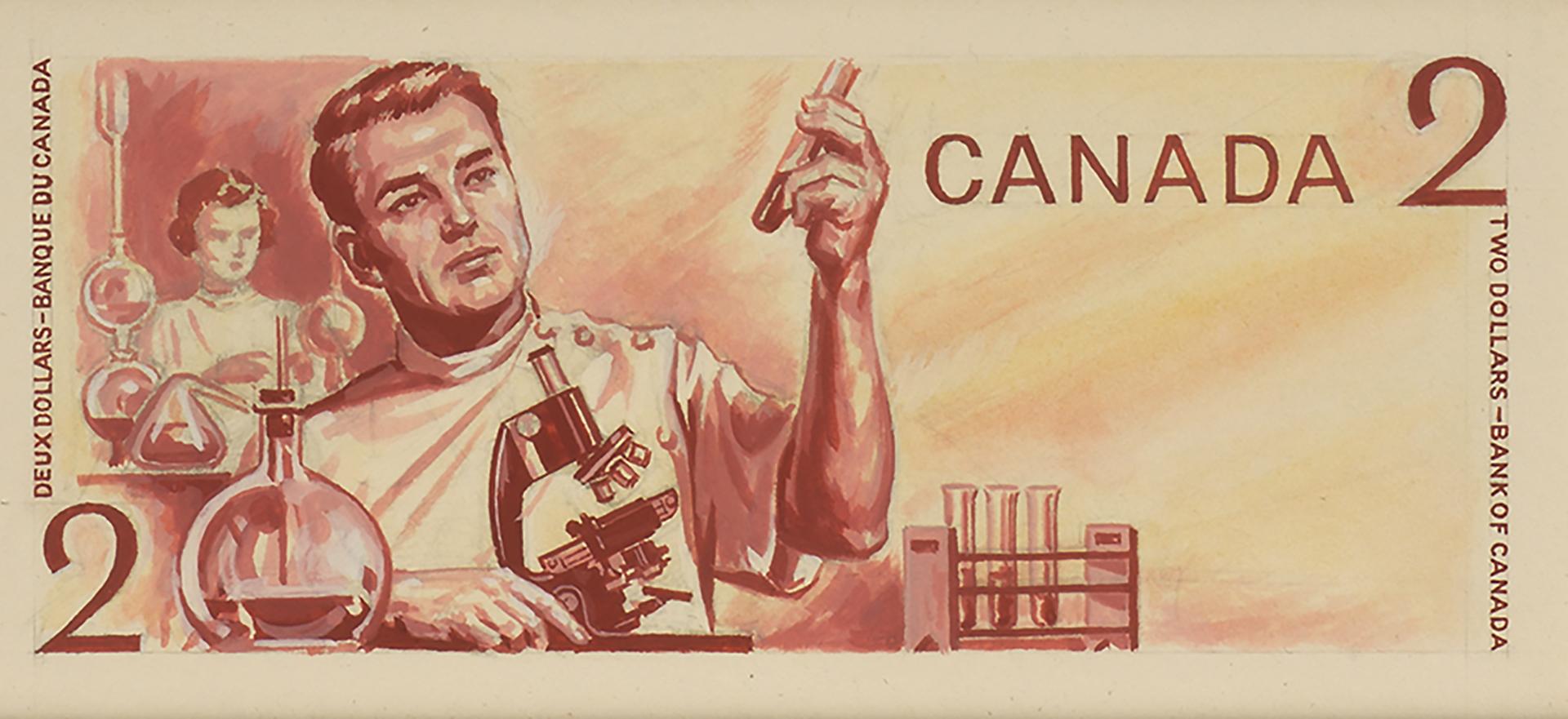 Bank notes, hand drawn models, five different designs and colours in a slideshow format.