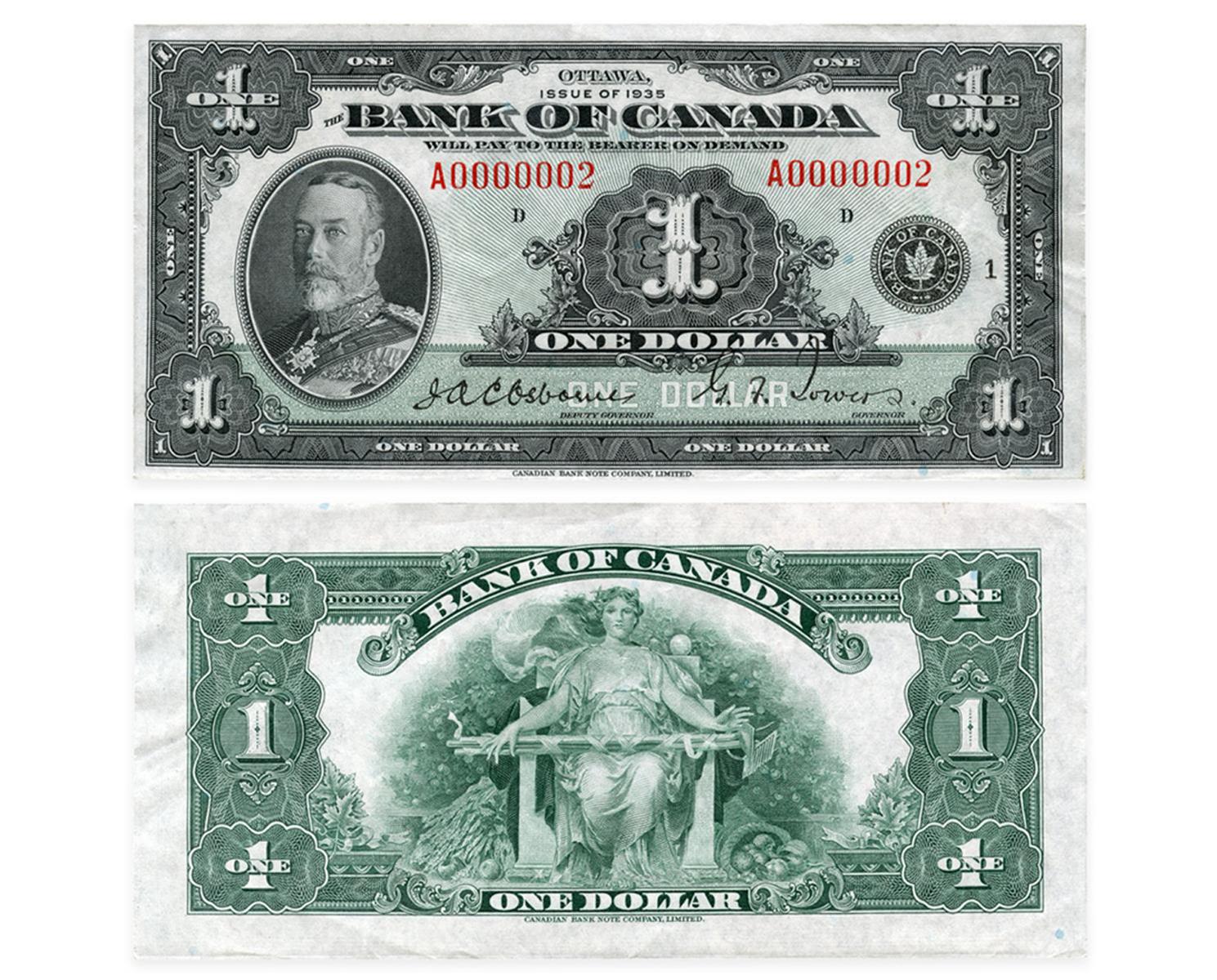 Bank note, both sides, geometrically patterned frame with an older bearded man in a uniform, a woman in robes holding garden tools is on the back.