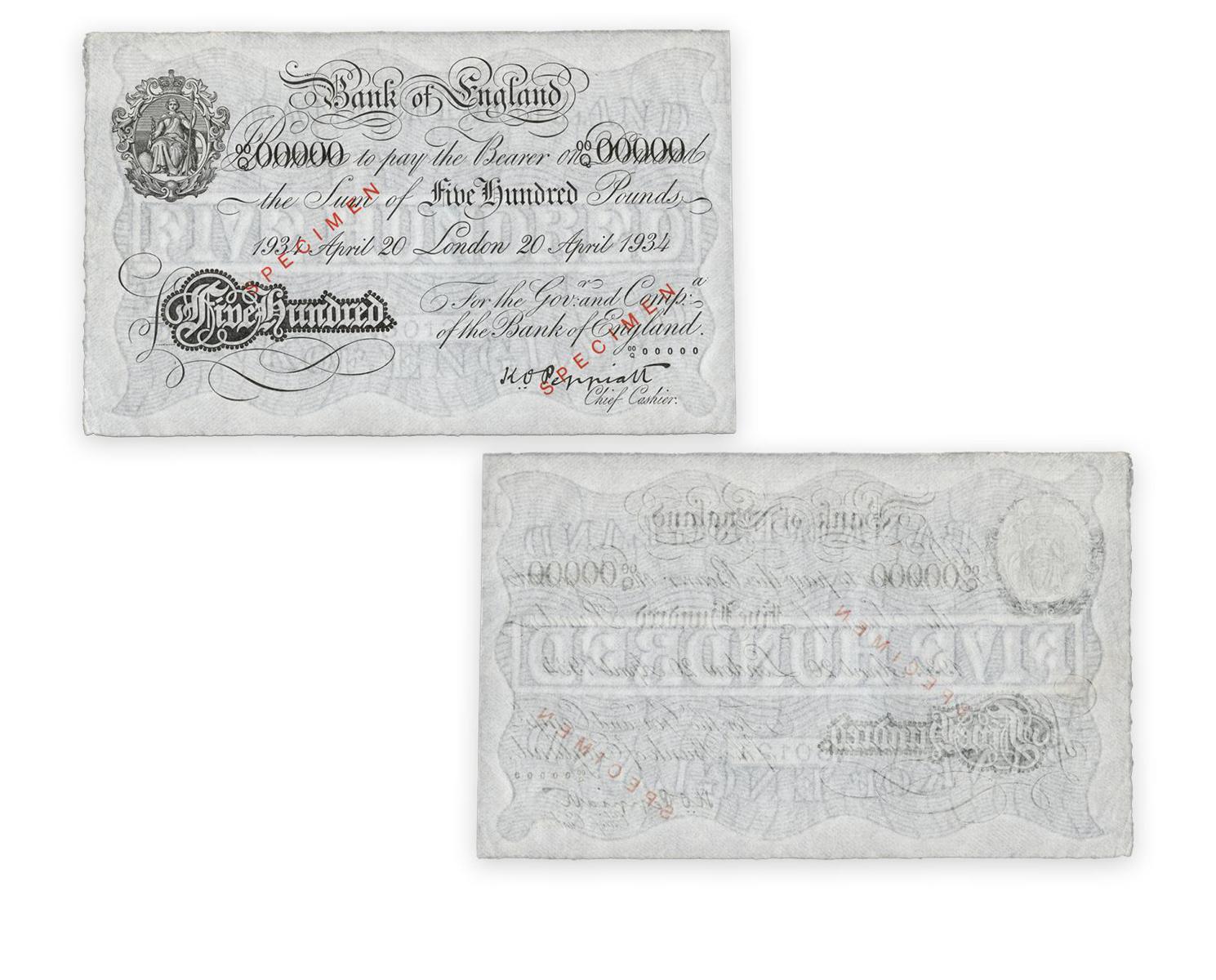 Bank note, oversized, black ink, decorative scripted lettering, small engraving of woman with spear and shield.