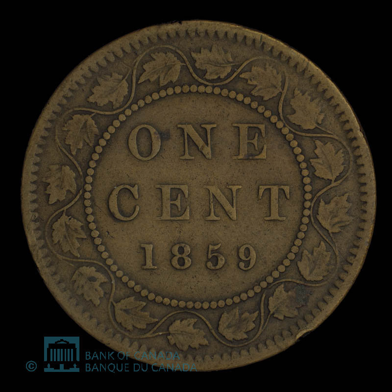 1859 CANADA LARGE One 1 CENT Victoria COIN Clashed, Die Chash error