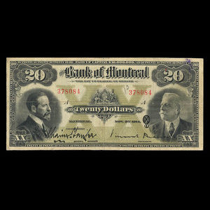 Canada, Bank of Montreal, 20 dollars : November 3, 1914