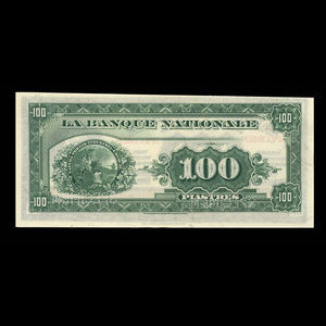 Canada, La Banque Nationale (National Bank), 100 dollars : November 2, 1922