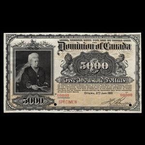 Canada, Dominion of Canada, 5,000 dollars : January 2, 1901