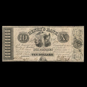 Canada, Henry's Bank, 10 piastres : June 27, 1837