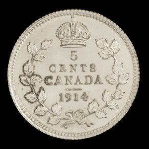 Canada, George V, 5 cents : 1914