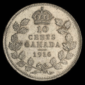 Canada, George V, 10 cents : 1916