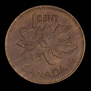 Canada, George VI, 1 cent : 1945