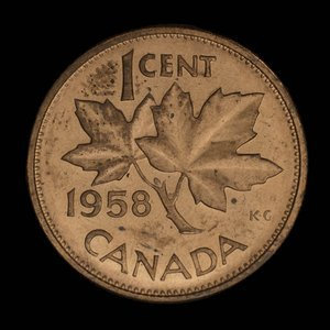 Canada, Elizabeth II, 1 cent : 1958