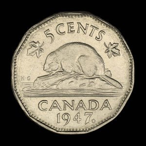 Canada, George VI, 5 cents : 1948