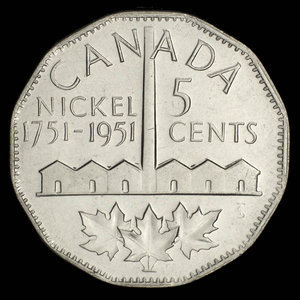 Canada, George VI, 5 cents : 1951