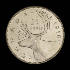 Canada, George VI, 25 cents : 1945