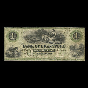 Canada, Bank of Brantford, 1 dollar : November 1, 1859