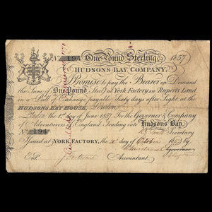 Canada, Hudson's Bay Company, 1 pound : 1857