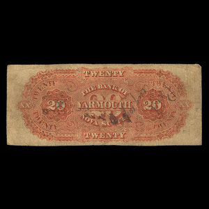 Canada, Bank of Yarmouth, 20 dollars : 1869