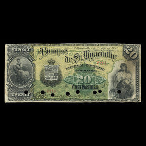 Canada, Banque de St. Hyacinthe, 20 dollars : January 2, 1892