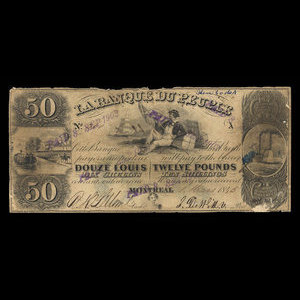 Canada, Banque du Peuple (People's Bank), 50 dollars : March 1, 1845