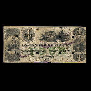 Canada, Banque du Peuple (People's Bank), 4 dollars : January 2, 1854
