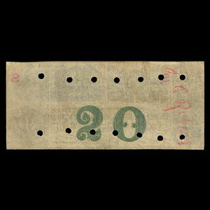 Canada, Banque du Peuple (People's Bank), 20 dollars : May 2, 1870