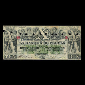 Canada, Banque du Peuple (People's Bank), 10 dollars : May 2, 1882