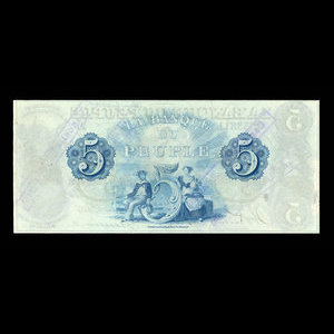 Canada, Banque du Peuple (People's Bank), 5 dollars : November 6, 1885