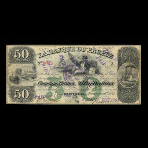 Canada, Banque du Peuple (People's Bank), 50 dollars : November 6, 1885