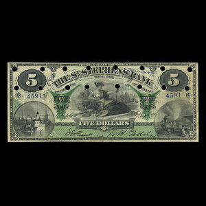 Canada, St. Stephen's Bank, 5 dollars : February 1, 1892
