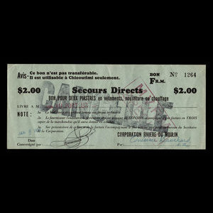 Canada, Corporation of Rivière-du-Moulin, 2 dollars : January 6, 1934