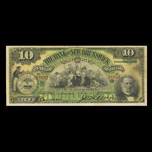 Canada, Bank of New Brunswick, 10 dollars : March 25, 1892