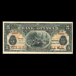 Canada, Bank of Ottawa (The), 5 dollars : September 1, 1913
