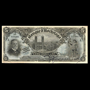 Canada, Banque d'Hochelaga, 5 dollars : January 1, 1914