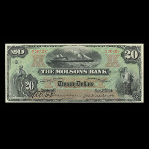 Canada, Molsons Bank, 20 dollars : January 2, 1904