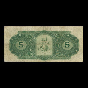 Canada, Molsons Bank, 5 dollars : July 2, 1918