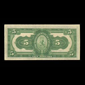 Canada, Standard Bank of Canada, 5 dollars : January 2, 1919