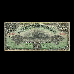 Canada, Sterling Bank of Canada, 5 dollars : April 25, 1906