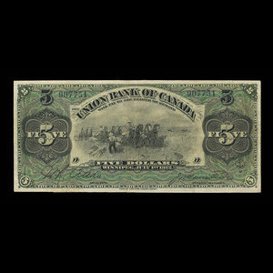 Canada, Union Bank of Canada (The), 5 dollars : July 1, 1912