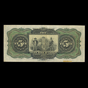 Canada, Union Bank of Canada (The), 5 dollars : July 1, 1912