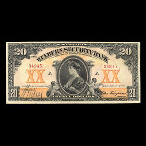 Canada, Weyburn Security Bank, 20 dollars : January 3, 1911