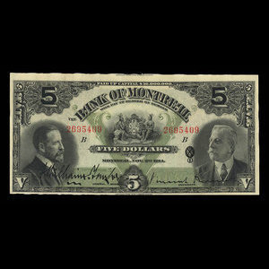 Canada, Bank of Montreal, 5 dollars : November 3, 1914