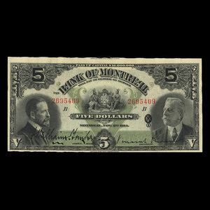 Canada, Bank of Montreal, 5 dollars : November 3, 1914