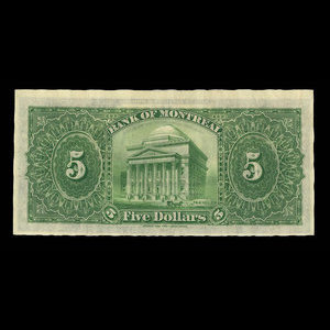 Canada, Bank of Montreal, 5 dollars : November 3, 1914