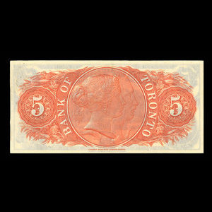 Canada, Bank of Toronto (The), 5 dollars : January 2, 1937