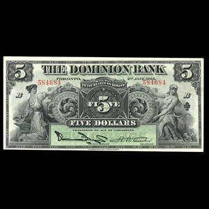 Canada, Dominion Bank, 5 dollars : January 2, 1925
