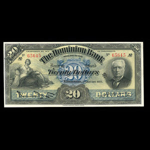 Canada, Dominion Bank, 20 dollars : January 2, 1925