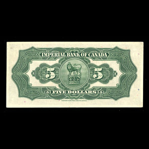 Canada, Imperial Bank of Canada, 5 dollars : January 3, 1939