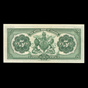 Canada, Royal Bank of Canada, 5 dollars : January 3, 1927